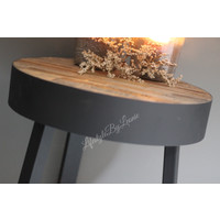 Coffee table round hout / metaal - Ø 40 cm - H 49 cm