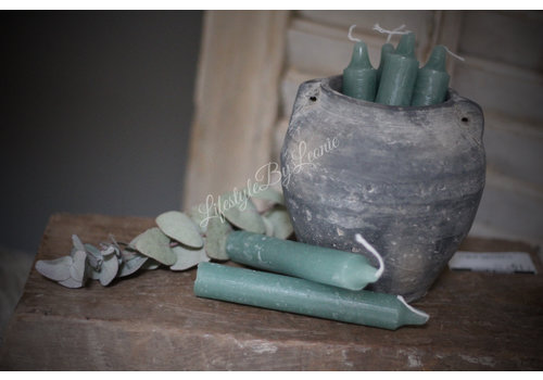 Dinerkaarsen in doosje Pastel green