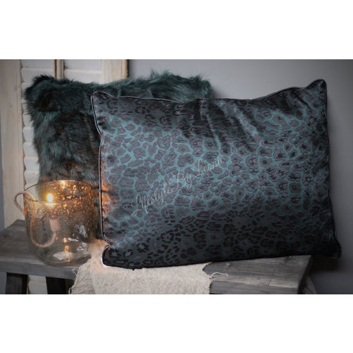 Kussen Leopard chiq groen/zwart 60 cm 