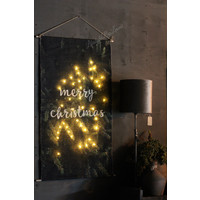 Linnen wandhanger met lichtjes Merry christmas 110 cm