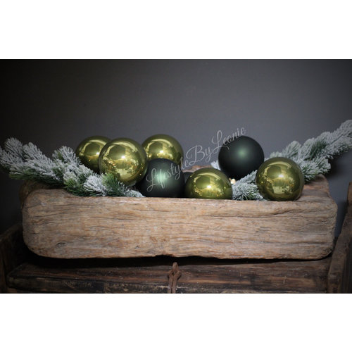 Glazen kerstbal Moss green mat 10 cm 