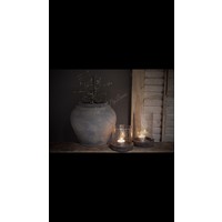 Pot/windlicht bubbels met houten deksel - maat S