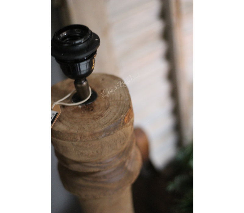Hoge houten baluster lampvoet Teak wood 90 cm