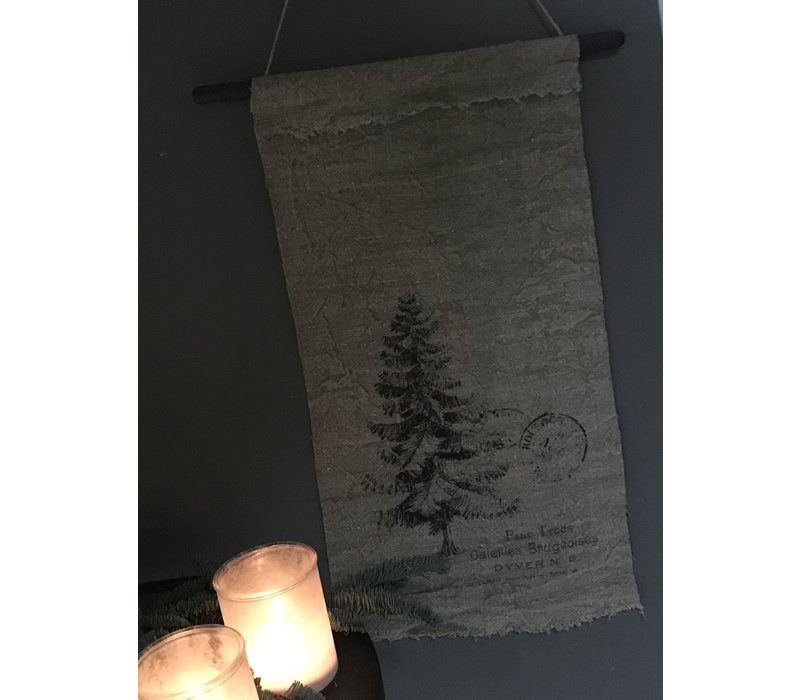 Shabby linnen wanddoek Tree