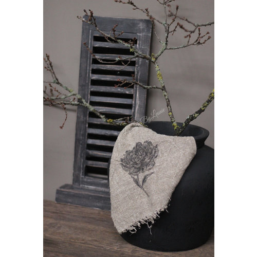 Shabby linnen doek Pioenroos 