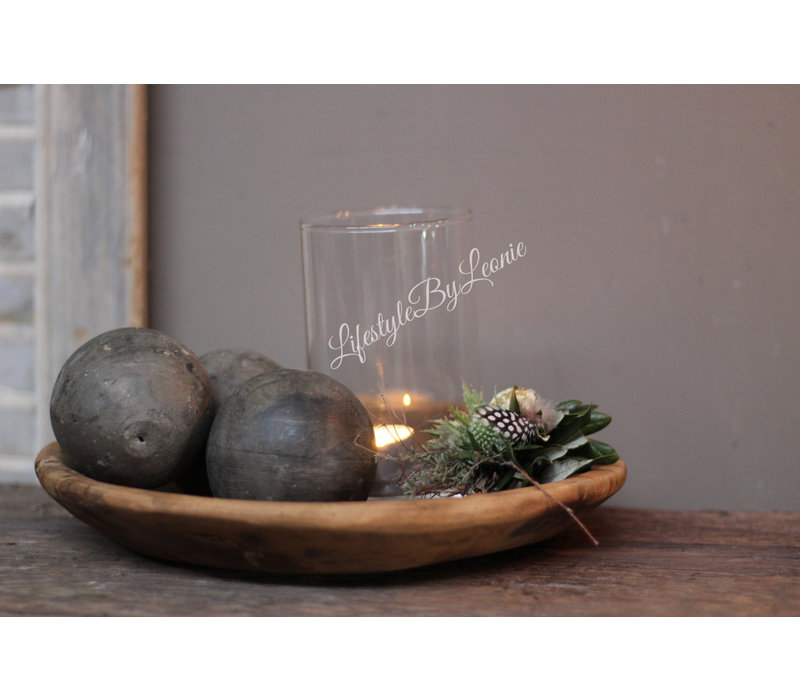 Sobere houten decoratie bal Old wood 8 cm