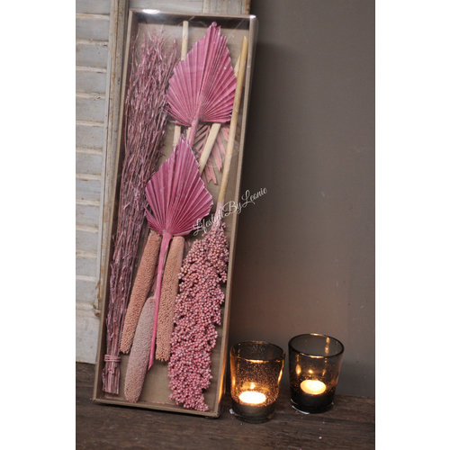 DIY droogboeket in box Pink 57 cm 