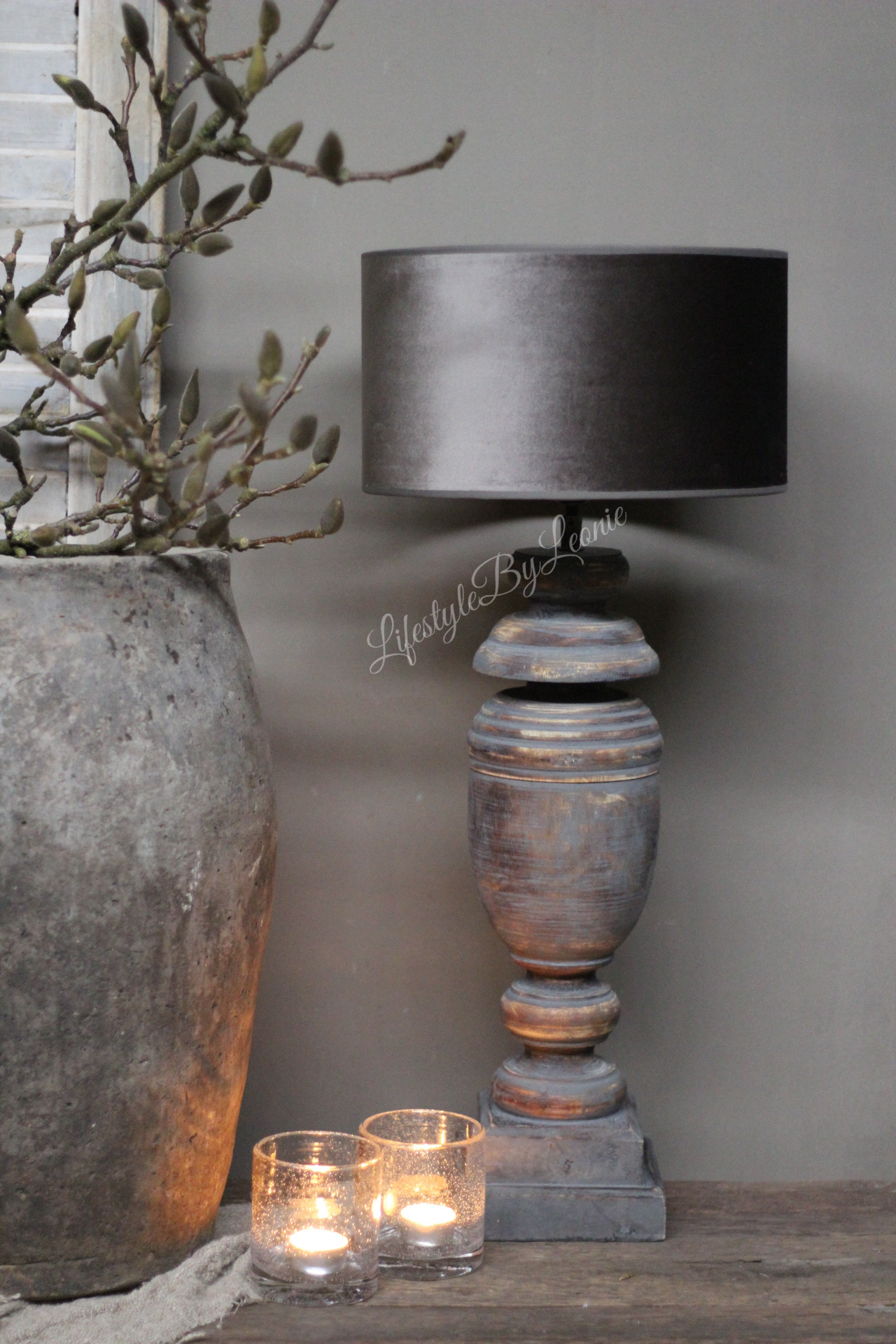 Chemicaliën Jongleren Emulatie Velvet cilinder lampenkap Zinc taupe 30 cm - Lifestyle By Leonie