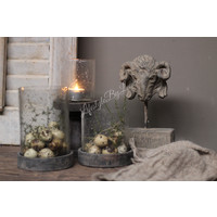 Pot/windlicht bubbels met houten deksel - maat S