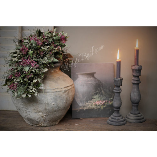 Kartonnen deco bord / prent Grote kruik met toef 30 cm 
