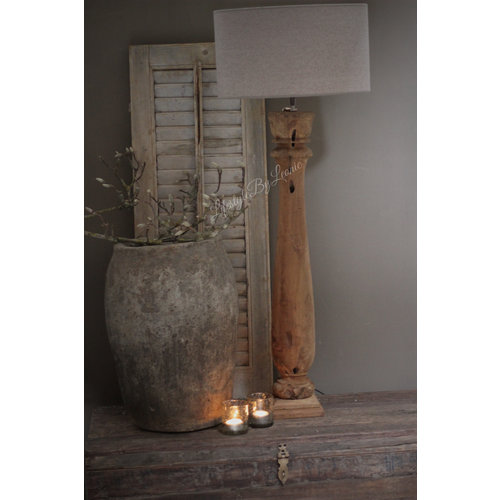 Hoge houten baluster lampvoet Teak wood 90 cm 