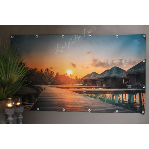 Tuinposter Malediven water villa's 140 cm 