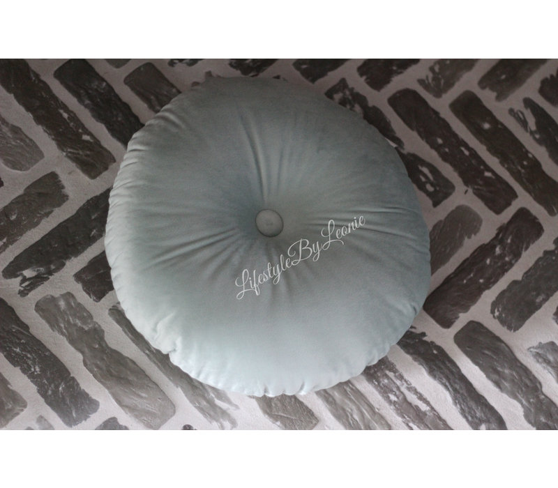 Rond velvet kussen Pastel green 40 cm