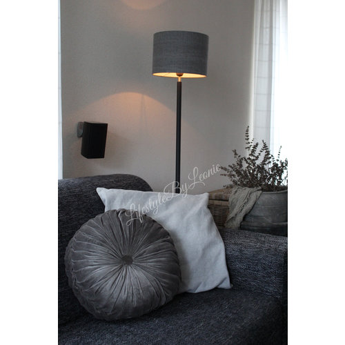 Rond velvet kussen Dark grey 40 cm 