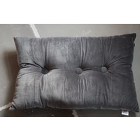 Velvet kussen met knopen Charcoal 60 cm