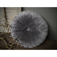 Rond velvet kussen Dark grey 40 cm