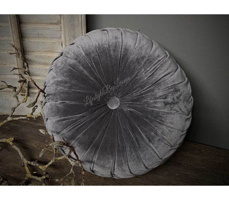 Rond velvet kussen Dark grey 40 cm