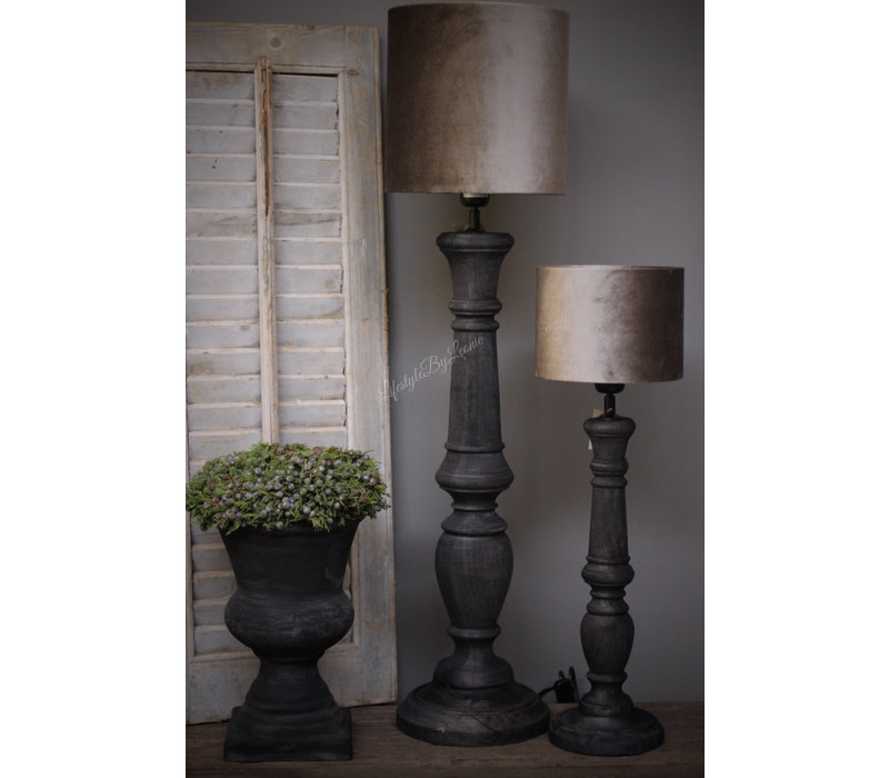 Baluster lampvoet Black wood 55 cm