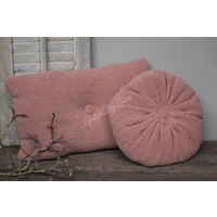 Rond teddy kussen Soft pink 40 cm