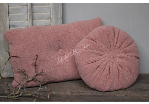 Rond teddy kussen Soft pink 40 cm