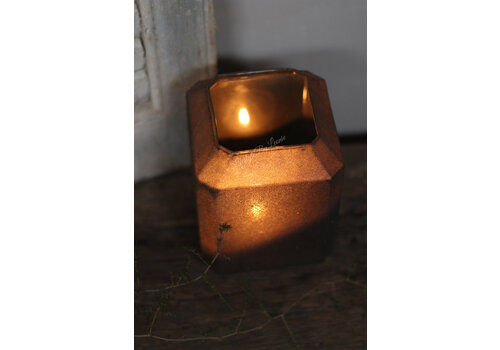 Glazen windlicht Antraciet frost 20 cm