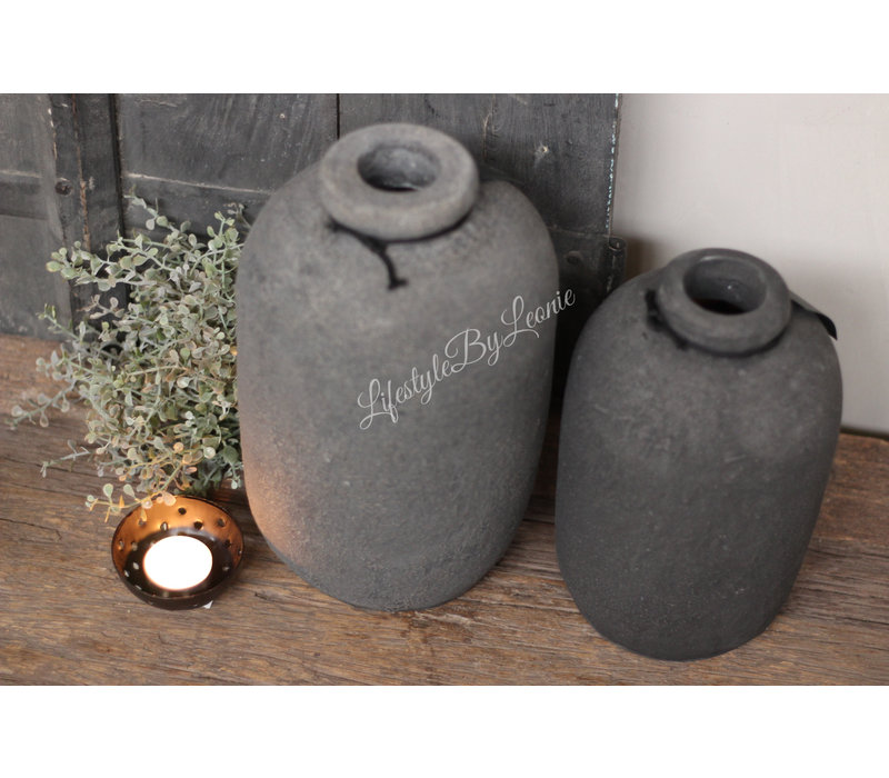 STILL stenen vaas / fles kruik Grey 30 cm