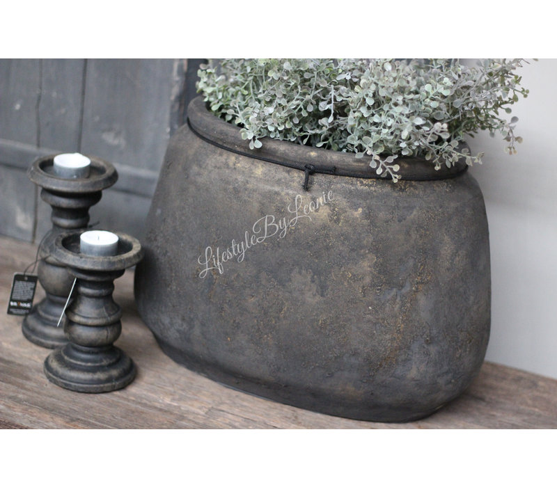 Ovale stenen pot Classy brown 40cm