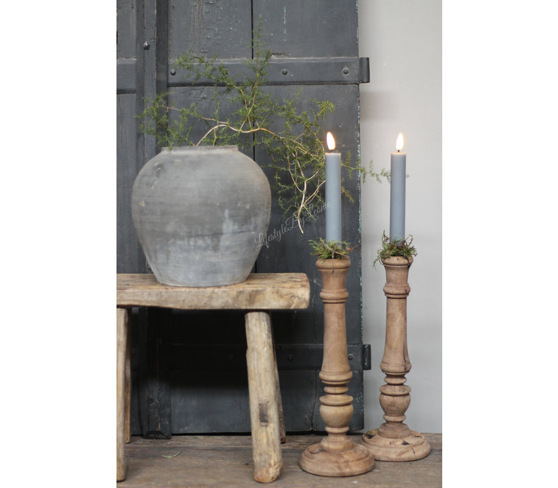 Wax LED dinerkaars Grey 15 cm set van 2