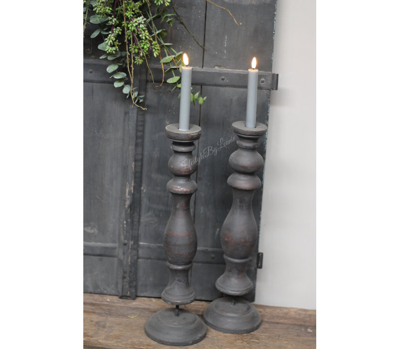 Wax LED dinerkaars Grey 15 cm set van 2