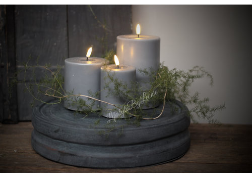 Wax LED kaars Grey 10 x 10 cm Wax LED kaars Grey 10 x 10 cm