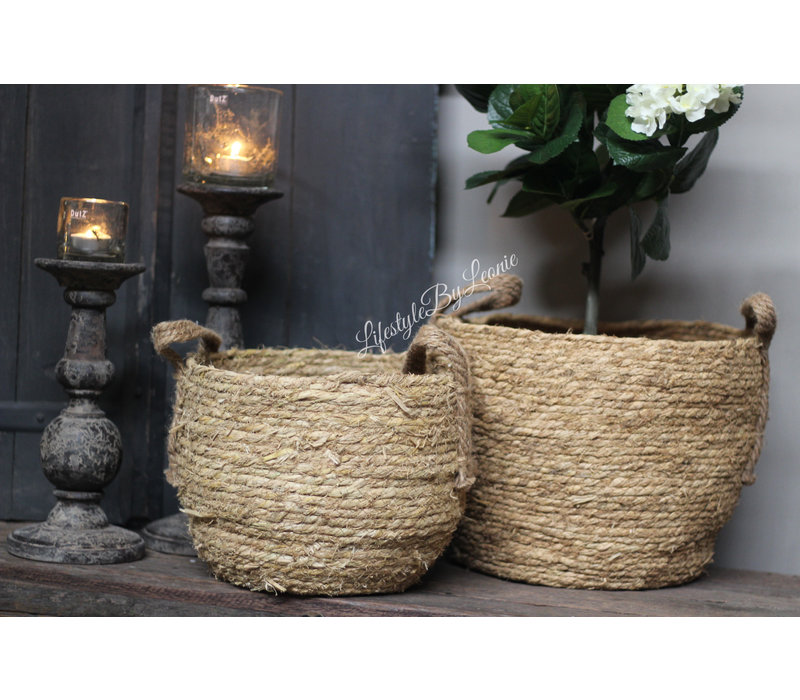 Ronde rotan mand met handvat 26 cm