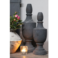 Groot zwart houten ornament Urn - maat M