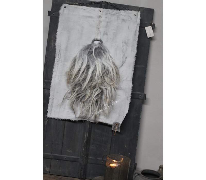 Wand kalkdoek grote toef wol grey wash