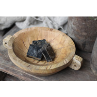 Houten schaaltje carved met oren 26 cm