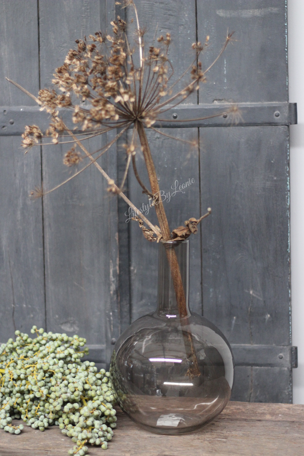 India Tot ziens Droogte Ronde bol vaas Taupe 33 cm - Lifestyle By Leonie