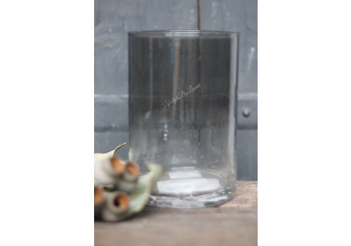 Cilinder windlicht met bubbels Smoke grey 15 x 10 cm