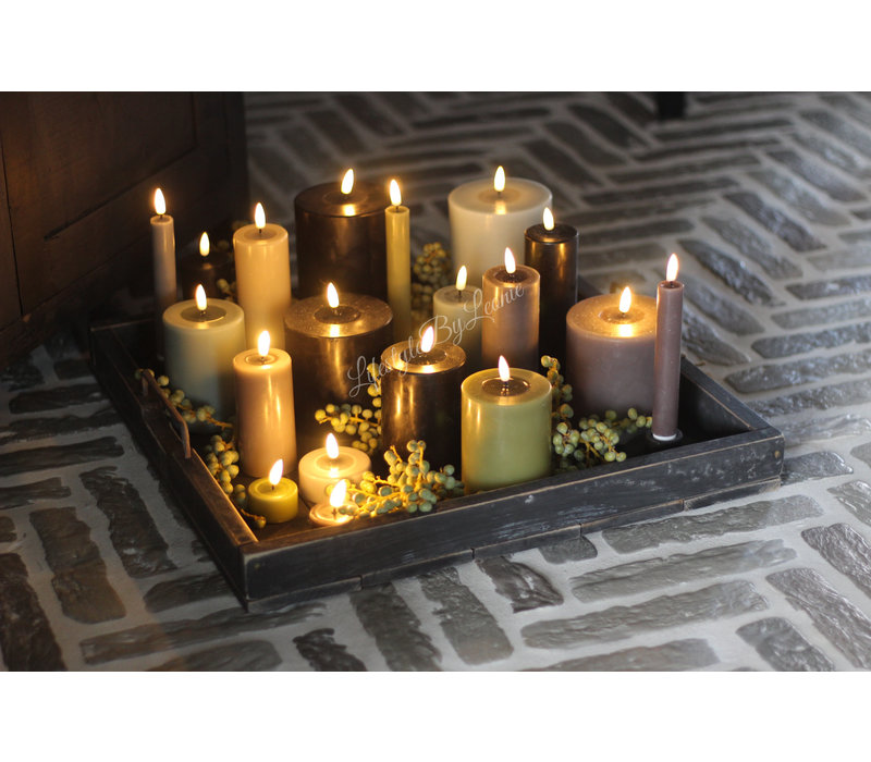 Wax LED dinerkaars Grey 15 cm set van 2