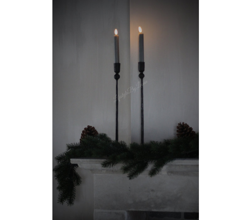 Wax LED dinerkaars Grey 15 cm set van 2
