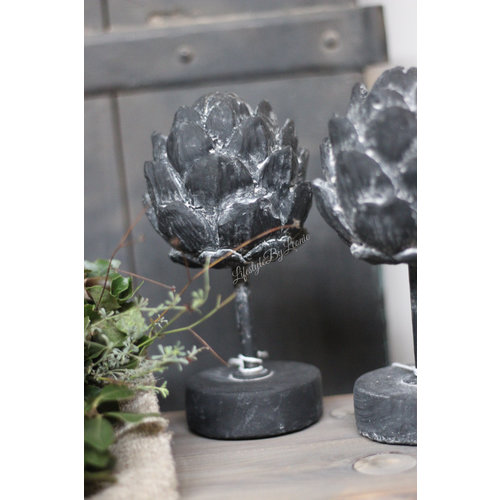 Ornament artisjok op voet Black 18 cm 