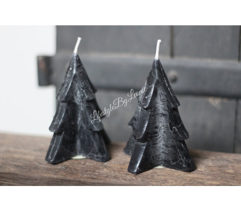 Zwart kerstboom kaarsje 9 cm