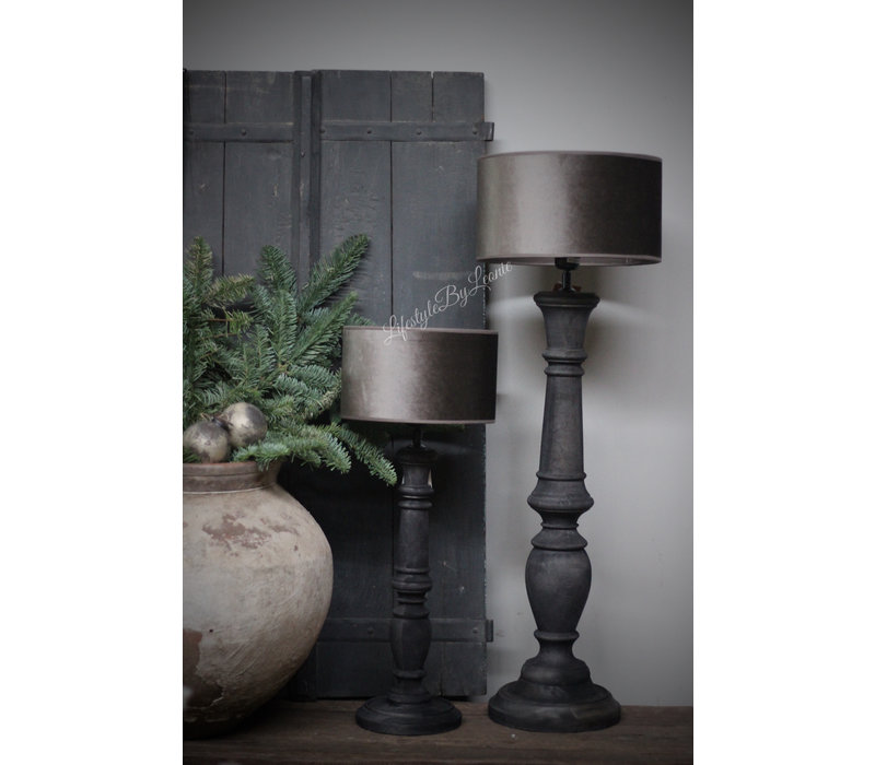 Baluster lampvoet Black wood 55 cm