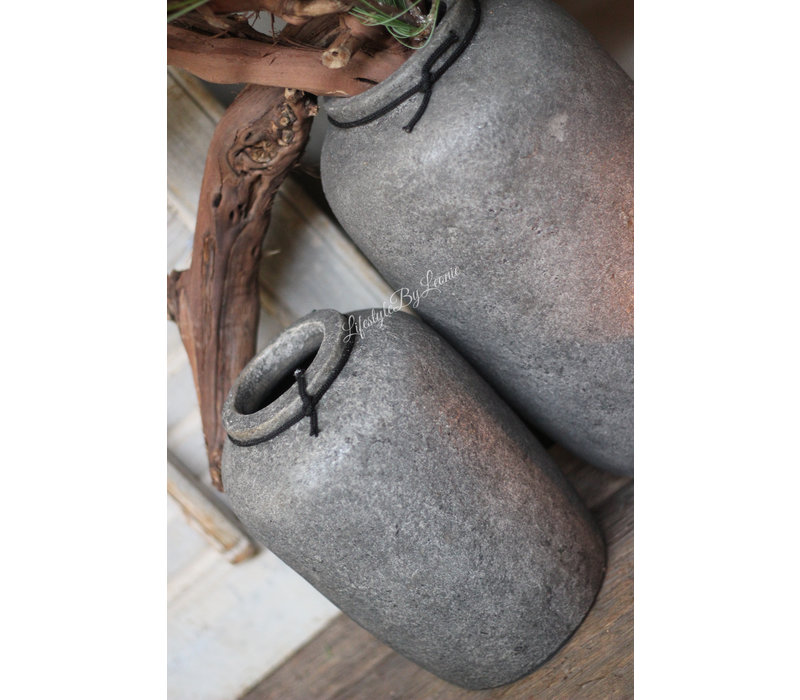 Stenen vaas / fles kruik Earth 31 cm