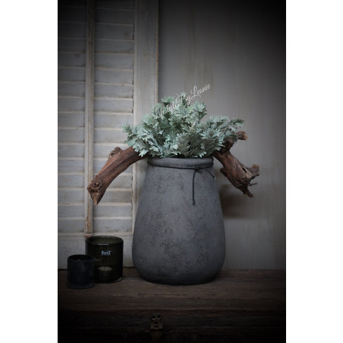 Ronde smalle hoge pot Dark grey 35 cm 