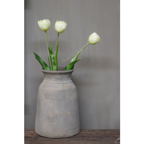 Namaak groen witte Tulp half open 41 cm 