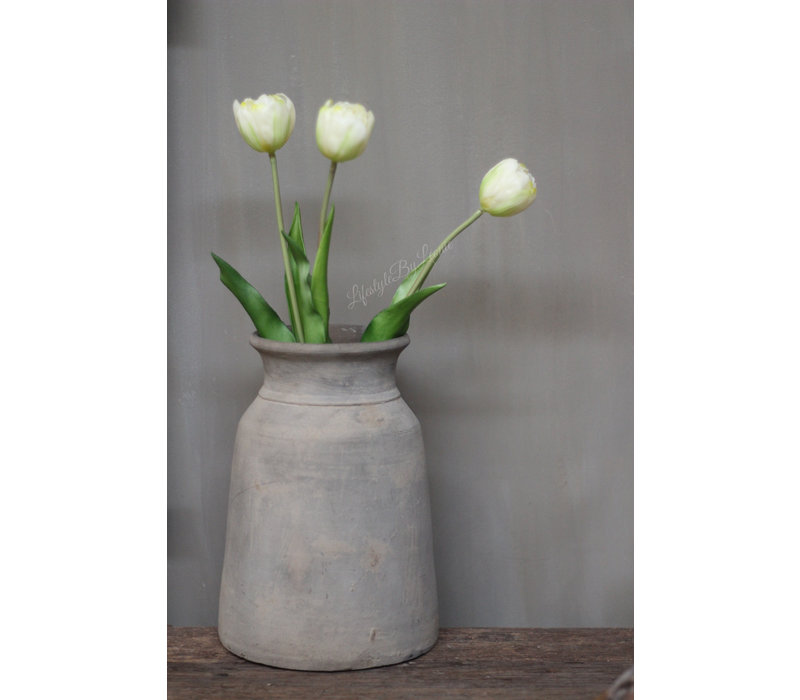 Namaak groen witte Tulp half open 41 cm