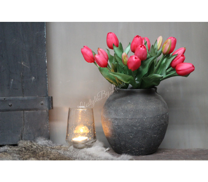 Bos met 5 namaak tulpen Fuchsia red 30 cm