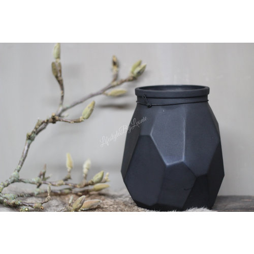 Glazen pot met Soy waxkaars velvet zwart 19 cm 