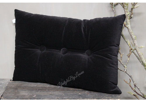 Velvet kussen met knopen black 60 cm