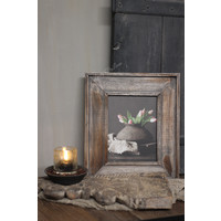 Sober bord Tulpen in kruik met houten lijst 45 x 40 cm