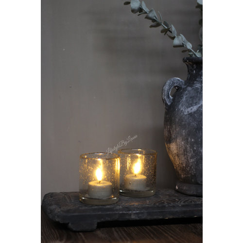 Brynxz cilinder windlicht Steenslag helder 7cm 
